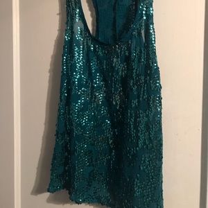 Turquoise sequin tank top